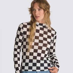 Vans Position sheer, mesh mockneck longsleeve top, size small